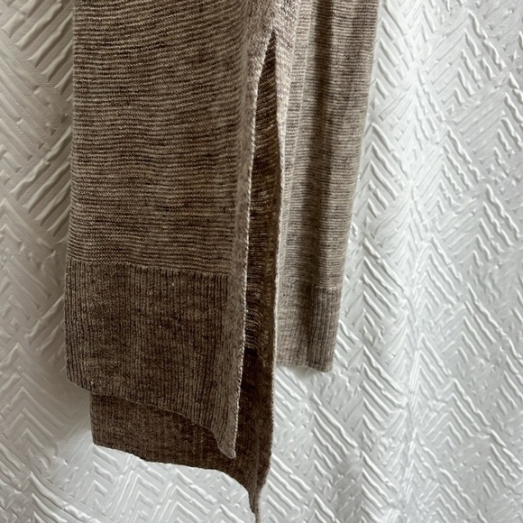 Eileen Fisher 100% Linen Tan Split Hem Tunic Short Sleeve Size Small - Picture 3 of 6